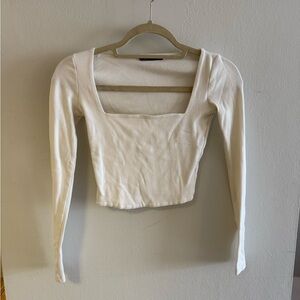 Zara Cream Long Sleeve Crop Top